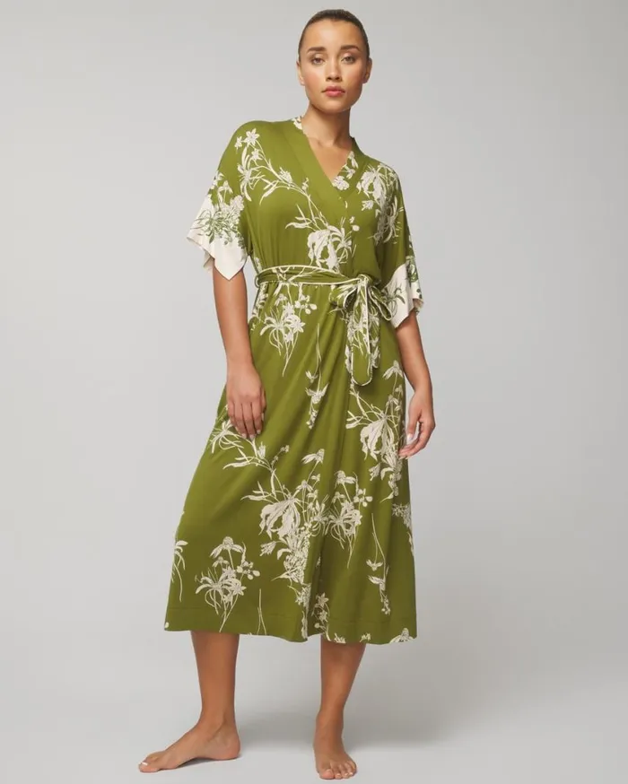 Soma Cool Nights Midi Robe Shadow Fleur G Matcha Women Matching Sets and Separates