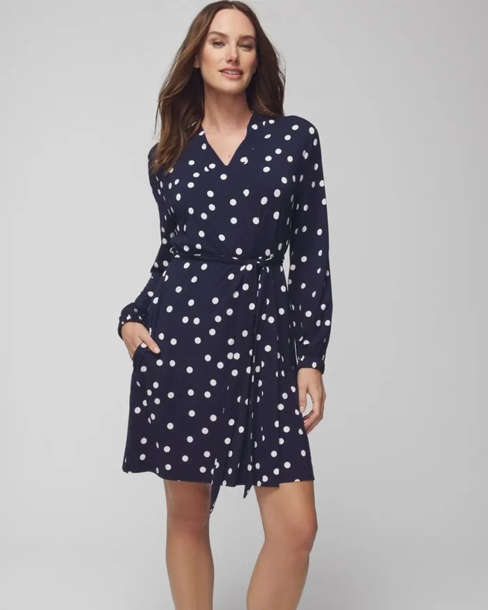 Soma Cool Nights Short Robe Merry Dot G Navyivory Women Matching Sets and Separates