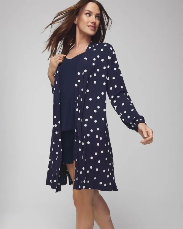 Soma Cool Nights Short Robe Merry Dot G Navyivory Women Matching Sets and Separates