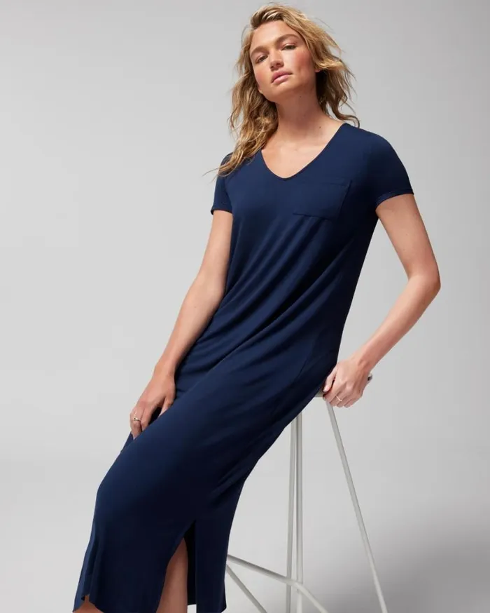 Soma Cool Nights ShortSleeve Long Sleepshirt Nightfall Navy Women Sleepshirts