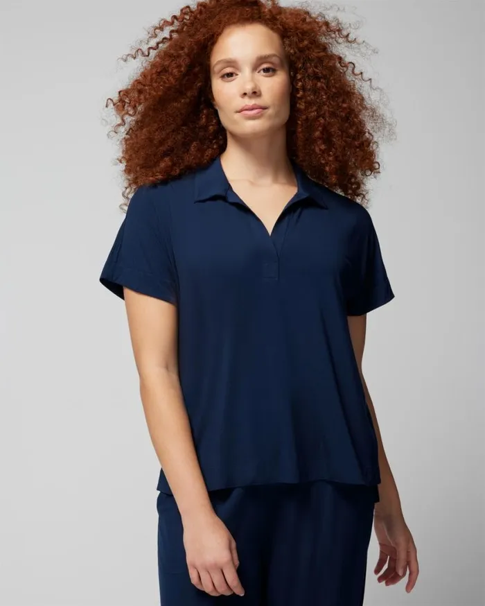 Soma Cool Nights SplitNeck Short Sleeve Tee Nightfall Navy Women Matching Sets and Separates Soma Cool Nights SplitNeck Short Sleeve Tee Nightfall Navy Women Matching Sets and Separates
