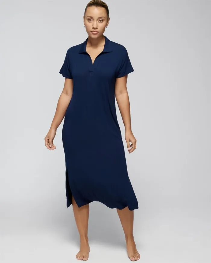 Soma Cool Nights SplitNeck Sleepshirt Nightfall Navy Women Sleepshirts