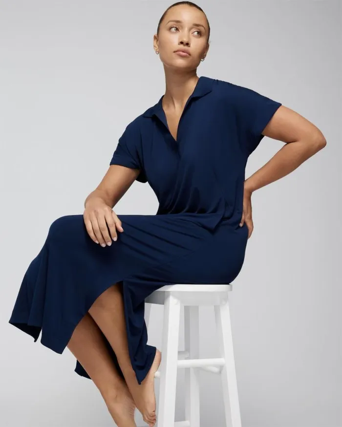 Soma Cool Nights SplitNeck Sleepshirt Nightfall Navy Women Sleepshirts