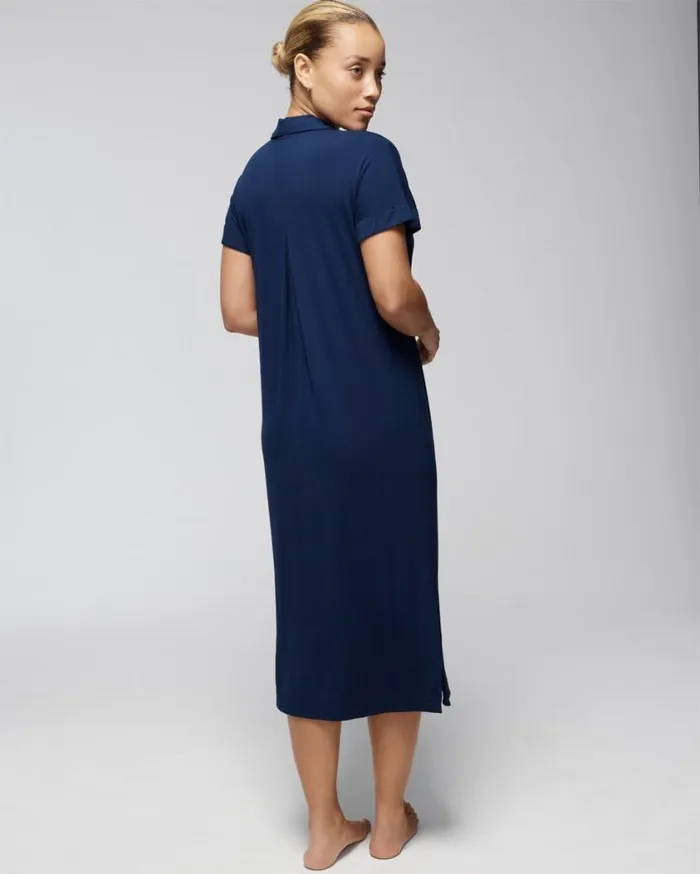 Soma Cool Nights SplitNeck Sleepshirt Nightfall Navy Women Sleepshirts