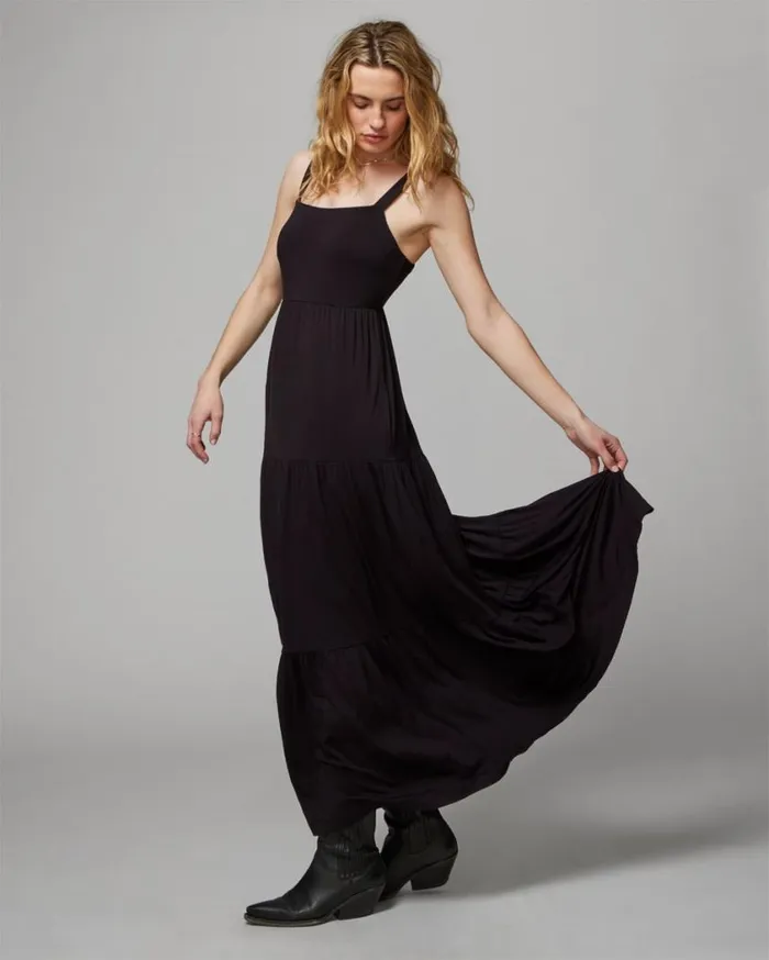 Soma Soft Jersey Trapeze Maxi Bra Dress Black Women Long Dresses