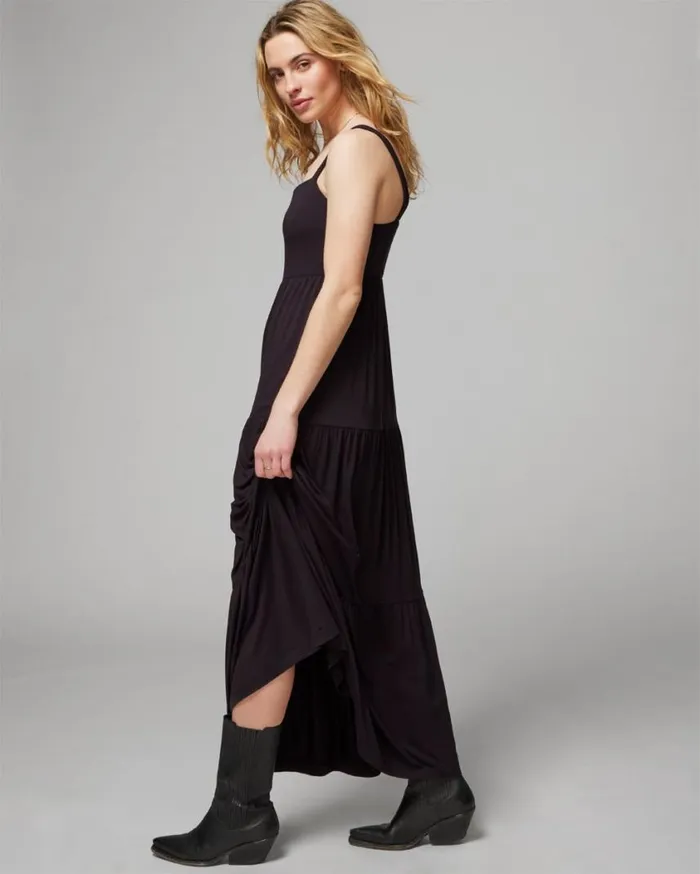 Soma Soft Jersey Trapeze Maxi Bra Dress Black Women Long Dresses