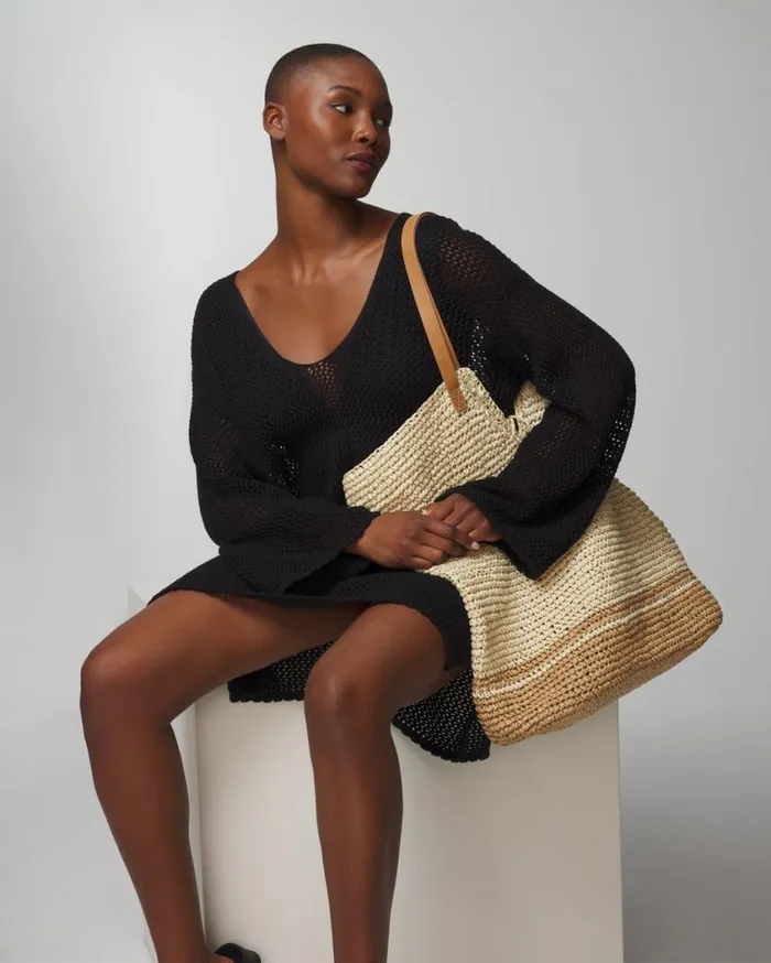 Soma Soma Swim Cotton CrochetStyle Shift CoverUp Black Women Swim
