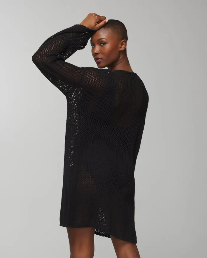 Soma Soma Swim Cotton CrochetStyle Shift CoverUp Black Women Swim
