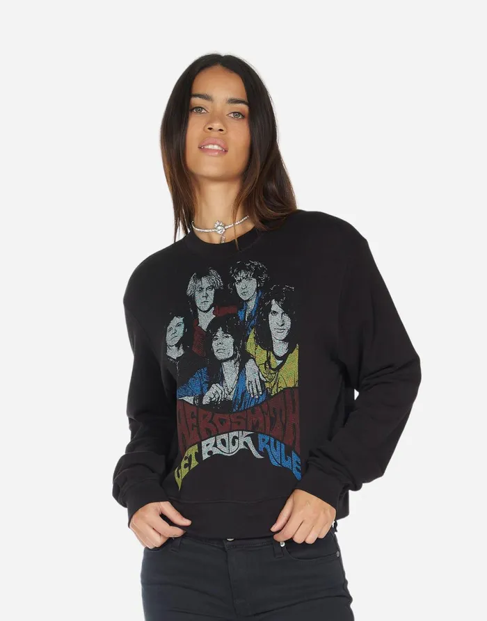 Spalding Vintage Aerosmith Black Women039s Lauren Moshi Long Sleeve
