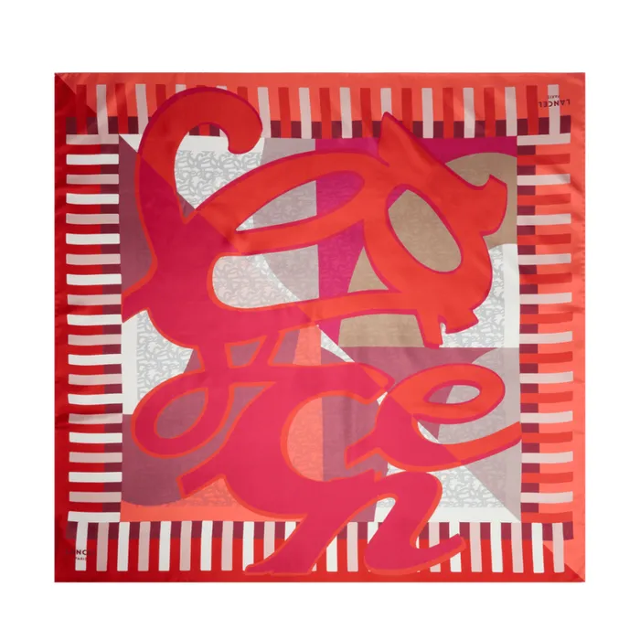 Square 90 Multico Vermilion Women Lancel Silk Square And Headband