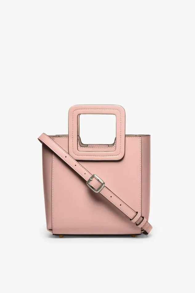 STAUD Crossbody MINI SHIRLEY LEATHER BAG Dark Blush 8211 Women