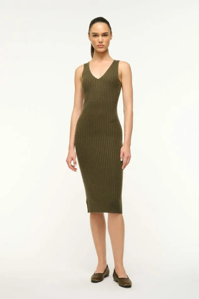STAUD Dresses DANA CASHMERE DRESS Dark Olive 8211 Women
