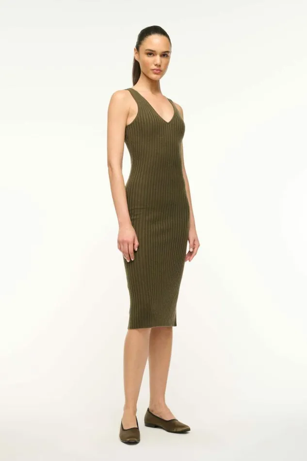 STAUD Dresses DANA CASHMERE DRESS Dark Olive 8211 Women