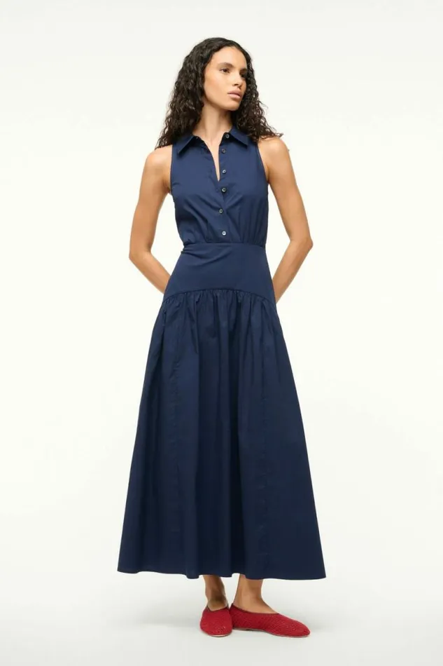 STAUD Dresses ROMY DRESS Navy 8211 Women STAUD Dresses ROMY DRESS Navy 8211 Women