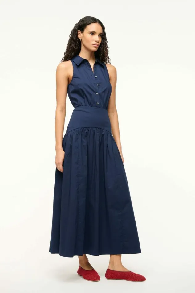 STAUD Dresses ROMY DRESS Navy 8211 Women STAUD Dresses ROMY DRESS Navy 8211 Women