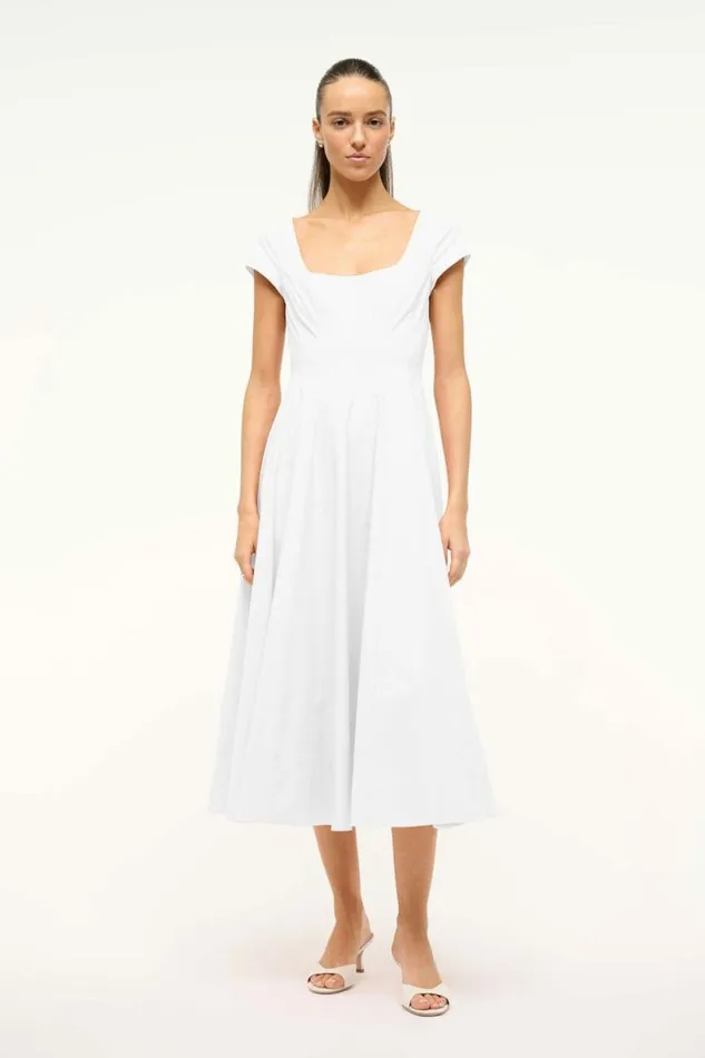 STAUD Dresses SHORT SLEEVE WELLS DRESS White 8211 Women