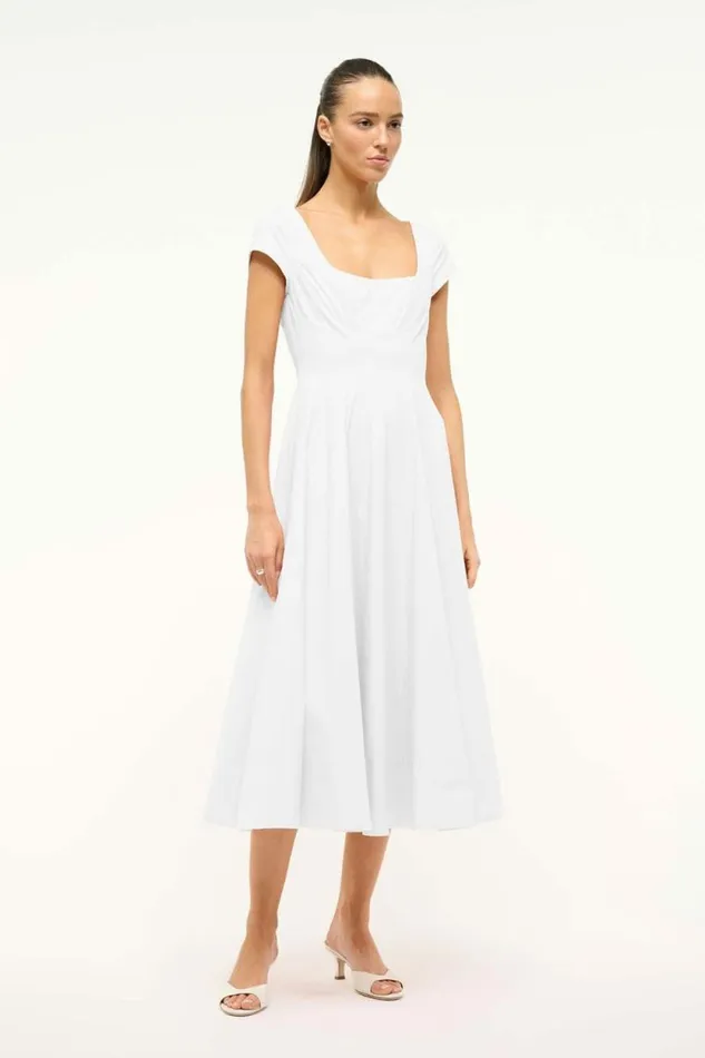 STAUD Dresses SHORT SLEEVE WELLS DRESS White 8211 Women