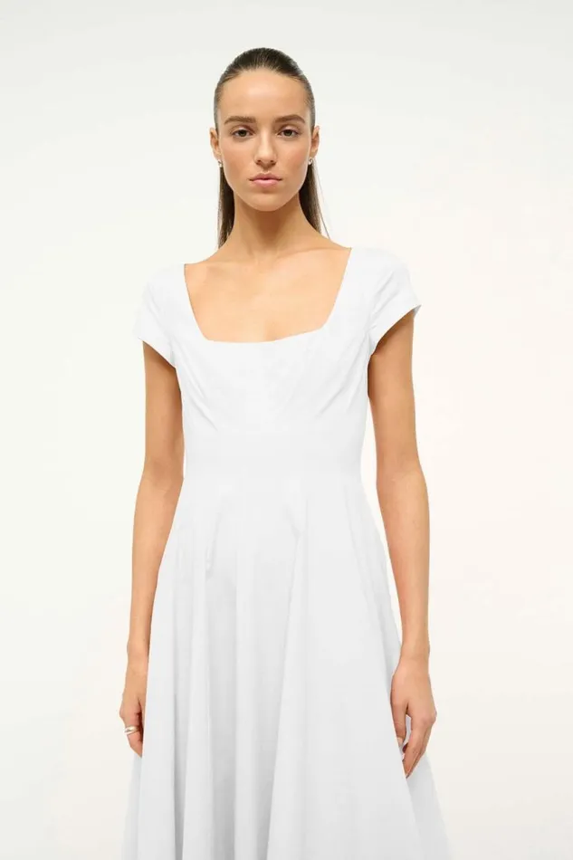 STAUD Dresses SHORT SLEEVE WELLS DRESS White 8211 Women
