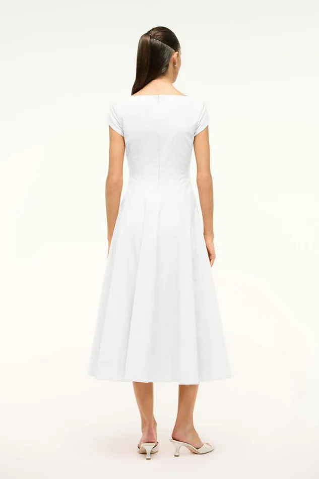 STAUD Dresses SHORT SLEEVE WELLS DRESS White 8211 Women