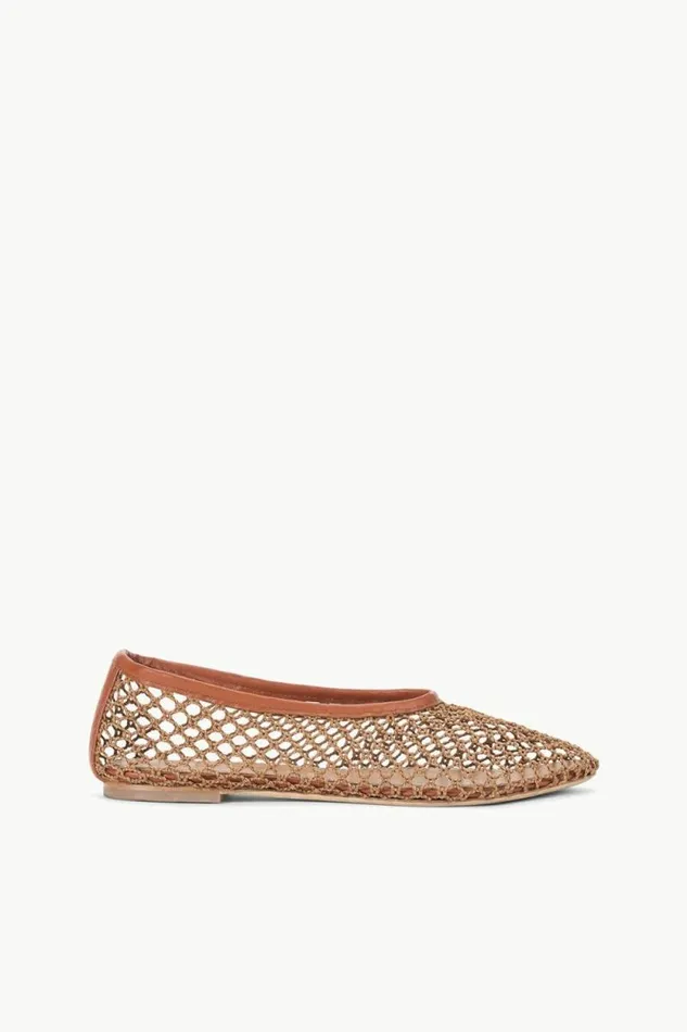 STAUD Mules and Flats ALBA BALLET FLAT Tan Netting 8211 Women