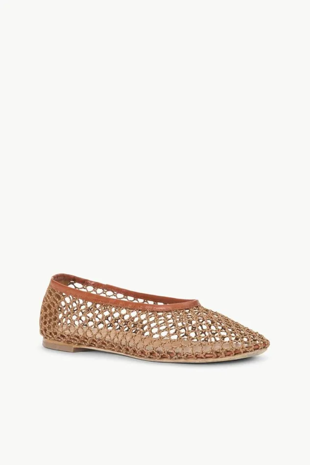 STAUD Mules and Flats ALBA BALLET FLAT Tan Netting 8211 Women STAUD Mules and Flats ALBA BALLET FLAT Tan Netting 8211 Women