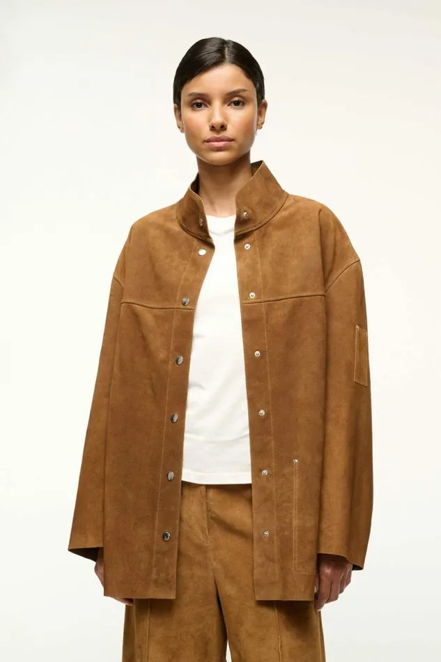 STAUD Outerwear and Jackets FOUNDATION JACKET Tan Suede 8211 Women