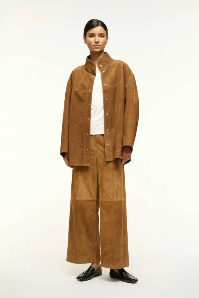 STAUD Outerwear and Jackets FOUNDATION JACKET Tan Suede 8211 Women