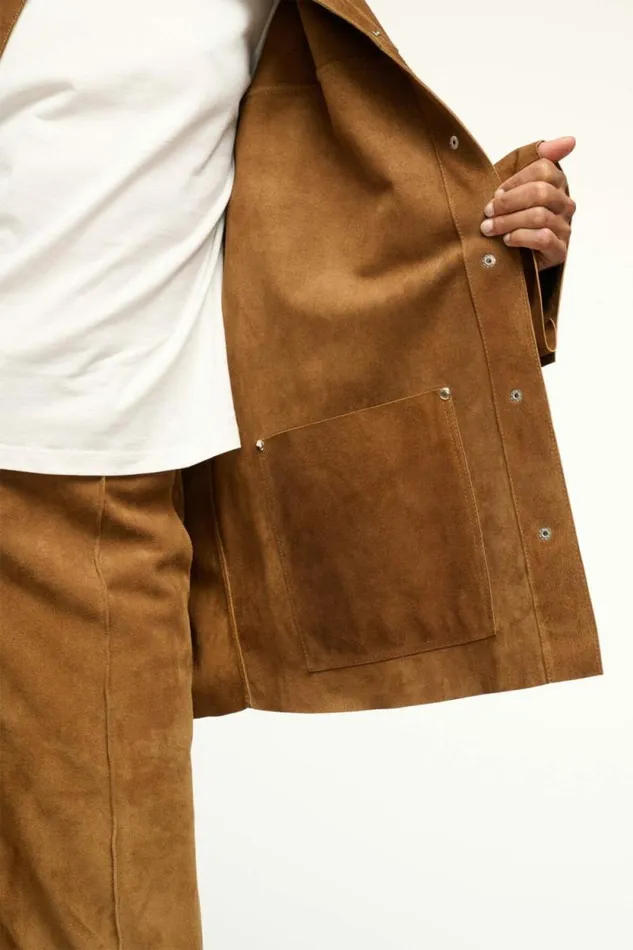 STAUD Outerwear and Jackets FOUNDATION JACKET Tan Suede 8211 Women