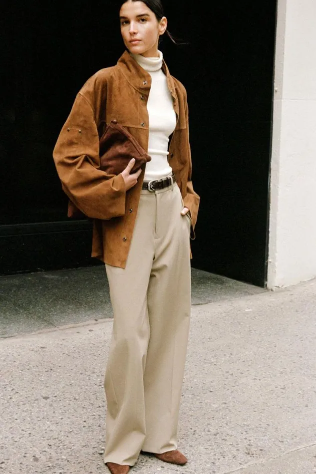STAUD Outerwear and Jackets FOUNDATION JACKET Tan Suede 8211 Women
