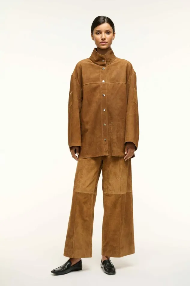 STAUD Outerwear and Jackets FOUNDATION JACKET Tan Suede 8211 Women