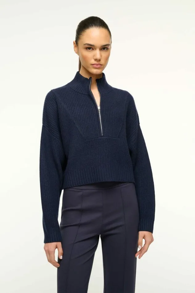 STAUD Sweaters CASHMERE CROPPED HAMPTON SWEATER Navy 8211 Women