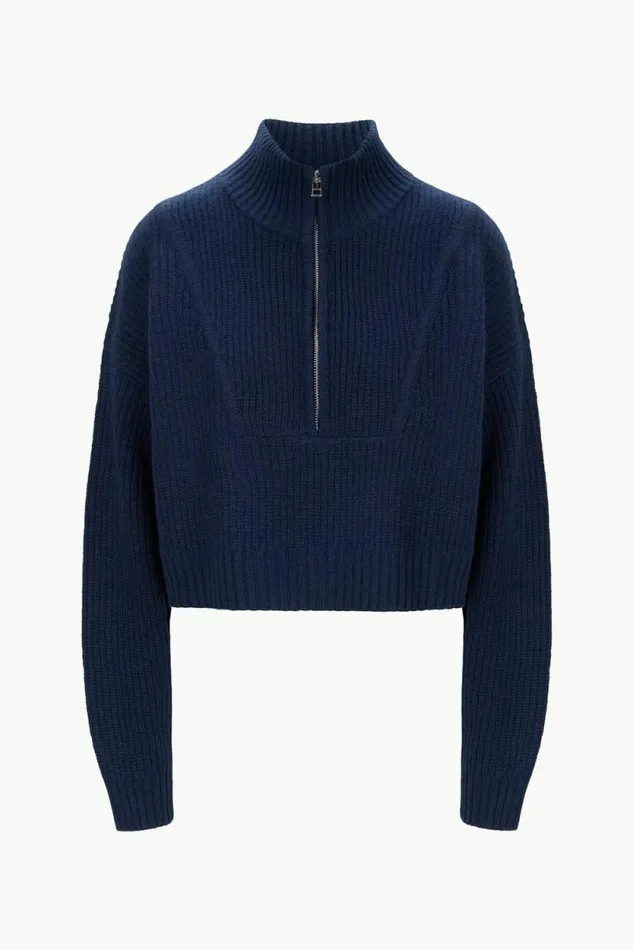STAUD Sweaters CASHMERE CROPPED HAMPTON SWEATER Navy 8211 Women STAUD Sweaters CASHMERE CROPPED HAMPTON SWEATER Navy 8211 Women