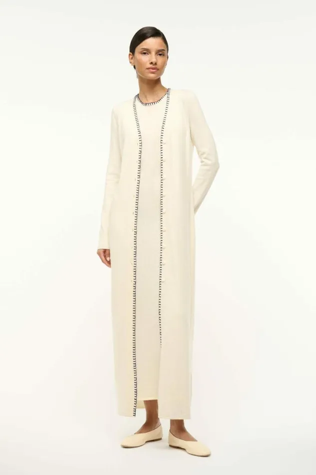 STAUD Sweaters MORRISON CARDIGAN Ivory Navy 8211 Women