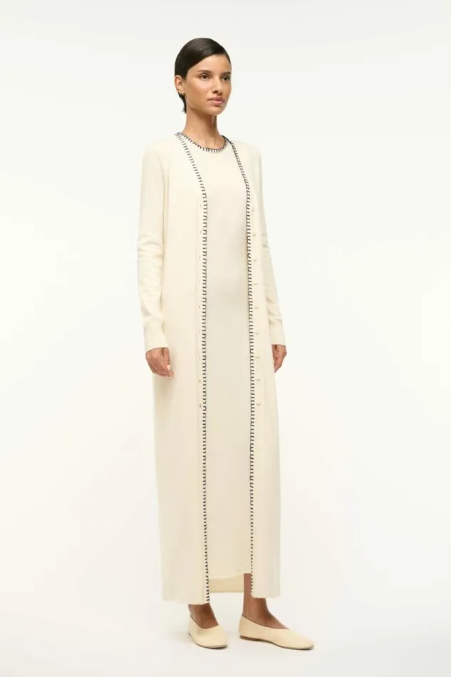 STAUD Sweaters MORRISON CARDIGAN Ivory Navy 8211 Women