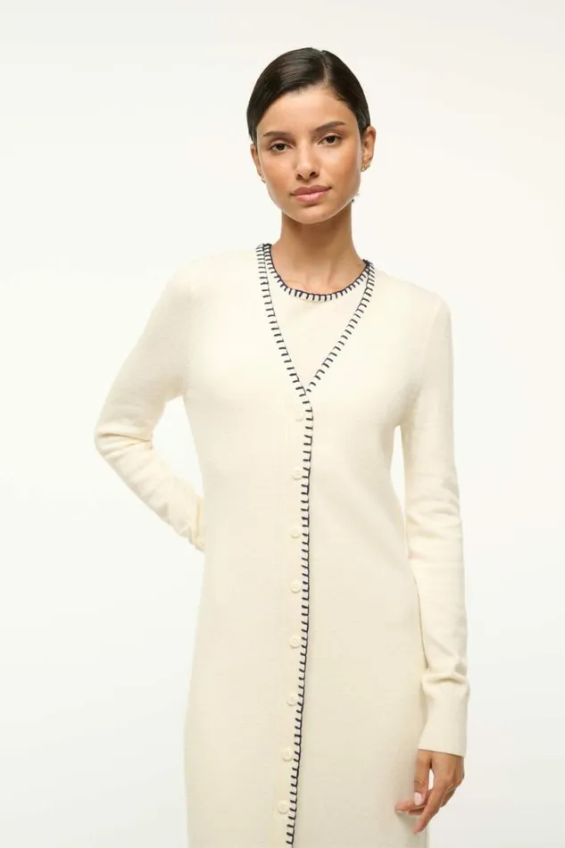 STAUD Sweaters MORRISON CARDIGAN Ivory Navy 8211 Women