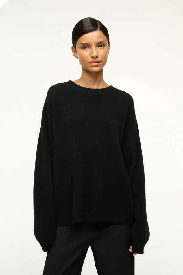 STAUD Sweaters SERRANO CASHMERE RELAXED CREW Black 8211 Women