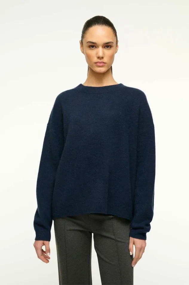 STAUD Sweaters SERRANO CASHMERE RELAXED CREW Navy 8211 Women