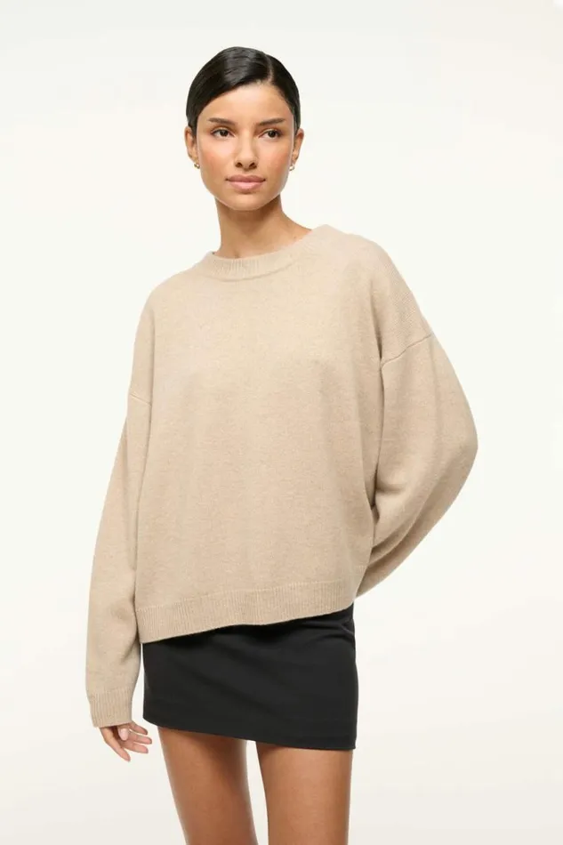 STAUD Sweaters SERRANO CASHMERE RELAXED CREW Stone 8211 Women