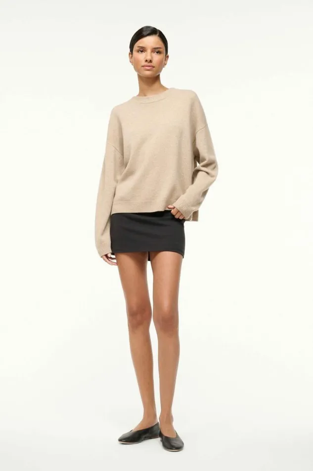 STAUD Sweaters SERRANO CASHMERE RELAXED CREW Stone 8211 Women STAUD Sweaters SERRANO CASHMERE RELAXED CREW Stone 8211 Women