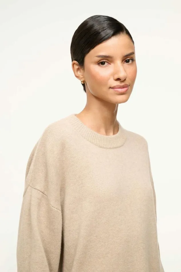 STAUD Sweaters SERRANO CASHMERE RELAXED CREW Stone 8211 Women STAUD Sweaters SERRANO CASHMERE RELAXED CREW Stone 8211 Women