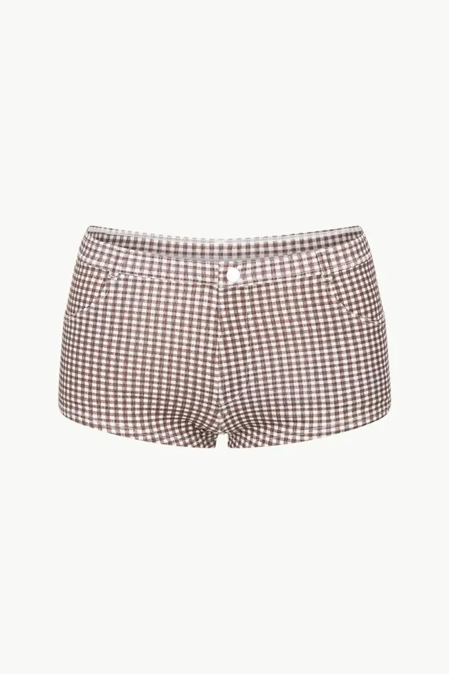 STAUD Swim COD BIKINI BOTTOM Dark Chocolate Micro Check 8211 Women