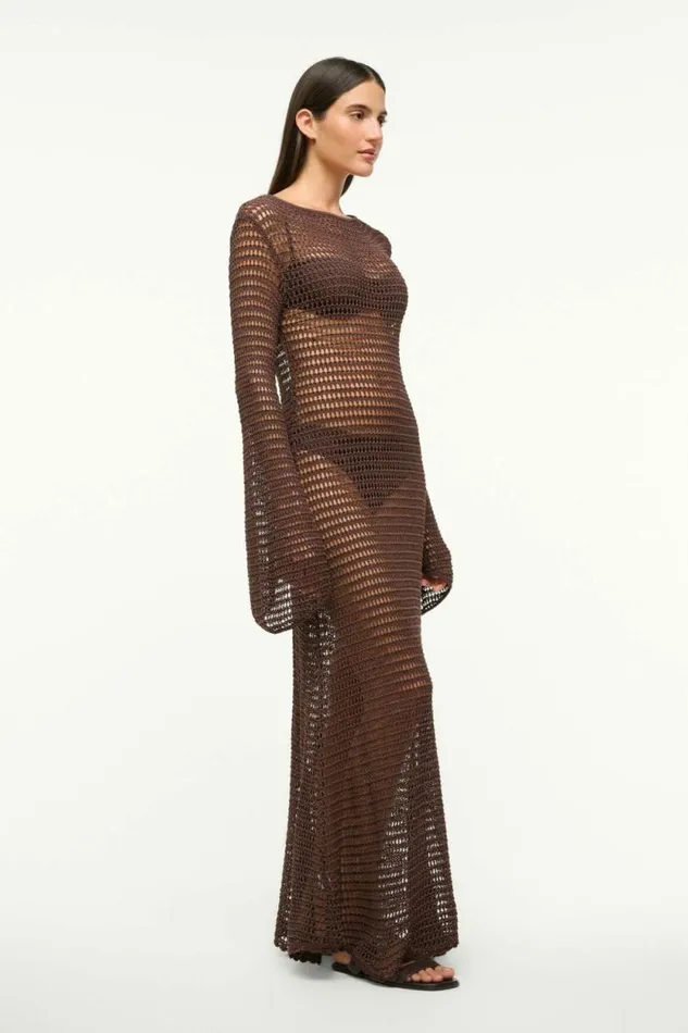 STAUD Swim LORENA DRESS Dark Chocolate 8211 Women