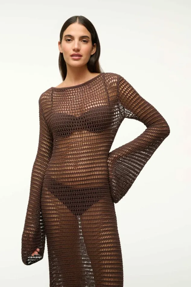 STAUD Swim LORENA DRESS Dark Chocolate 8211 Women