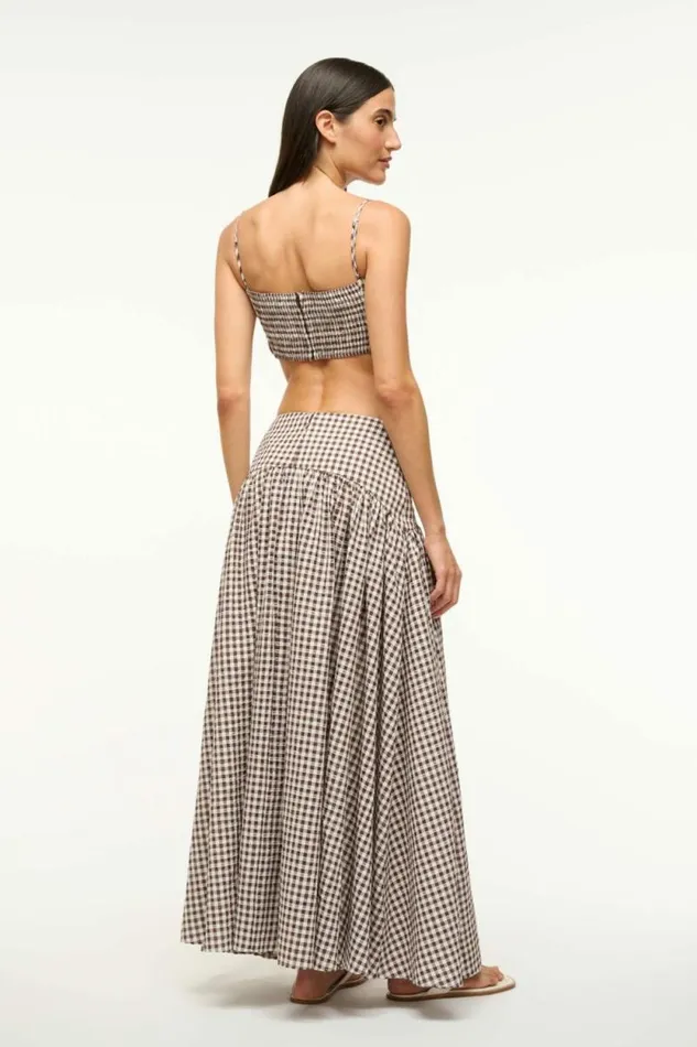 STAUD Swim PROCIDA COVERUP SKIRT Dark Chocolate Gingham 8211 Women