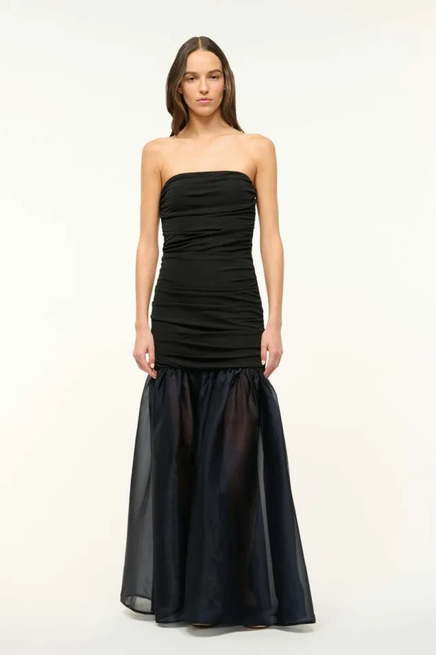 STAUD The Evening Edit LIYA DRESS Black Navy 8211 Women