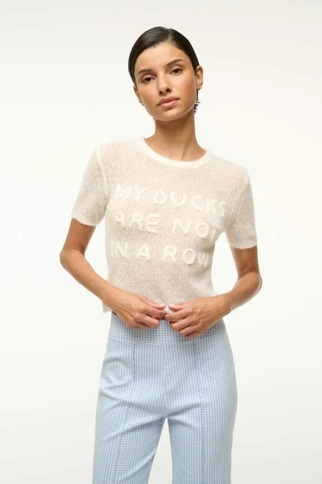 STAUD Tops DUCKS IN A ROW TOP Ivory 8211 Women STAUD Tops DUCKS IN A ROW TOP Ivory 8211 Women