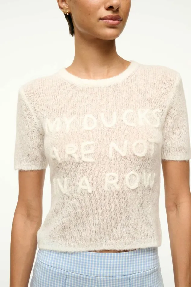 STAUD Tops DUCKS IN A ROW TOP Ivory 8211 Women STAUD Tops DUCKS IN A ROW TOP Ivory 8211 Women
