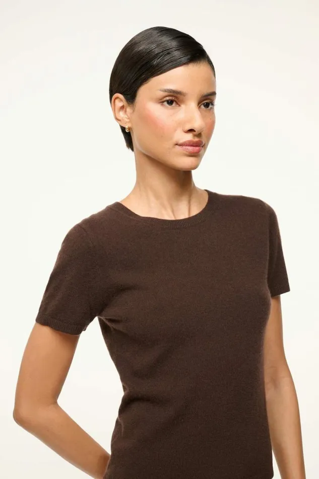 STAUD Tops EASY CASHMERE TEE Dark Chocolate 8211 Women STAUD Tops EASY CASHMERE TEE Dark Chocolate 8211 Women