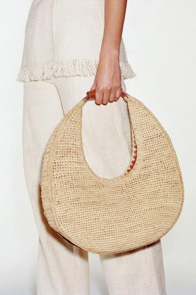 STAUD Totes LARGE RAFFIA MOON BAG Natural Raffia 8211 Women STAUD Totes LARGE RAFFIA MOON BAG Natural Raffia 8211 Women