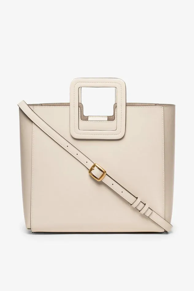 STAUD Totes SHIRLEY LEATHER BAG Cream 8211 Women